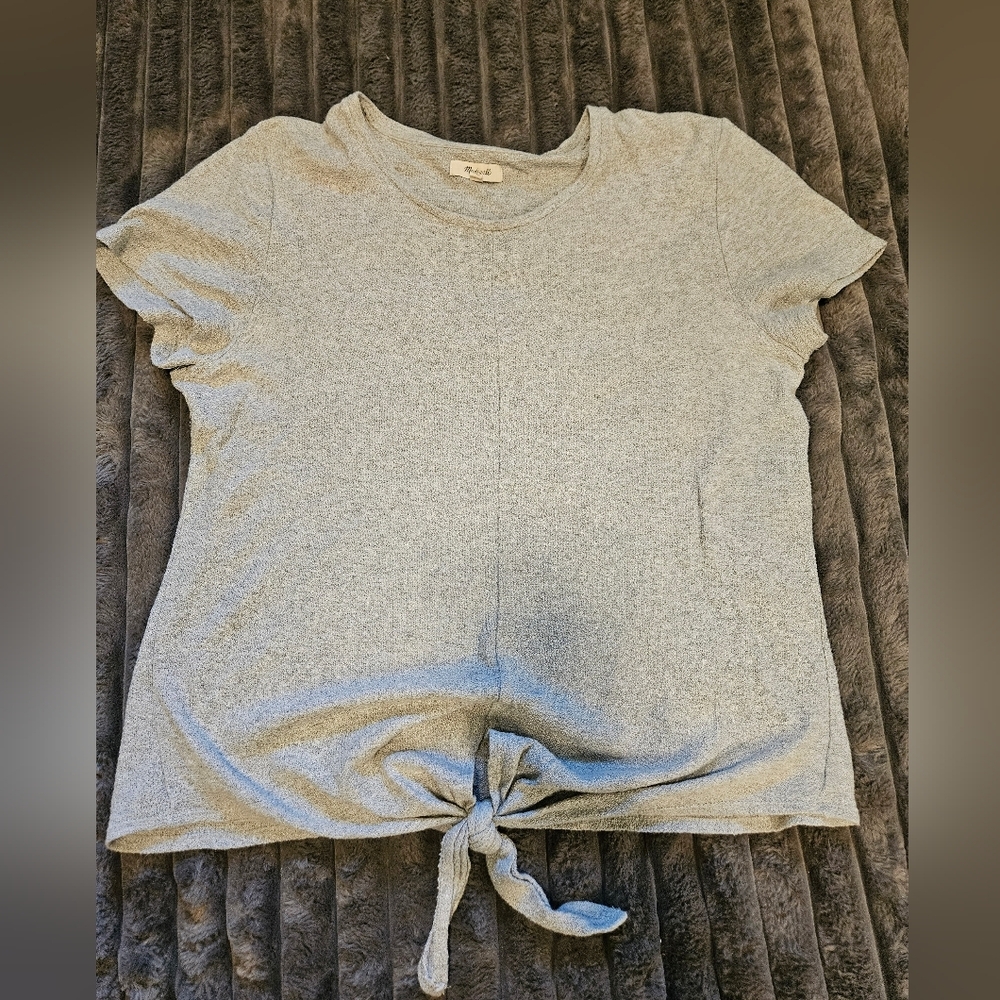 Madewell Light Gray Tie-Front Tee